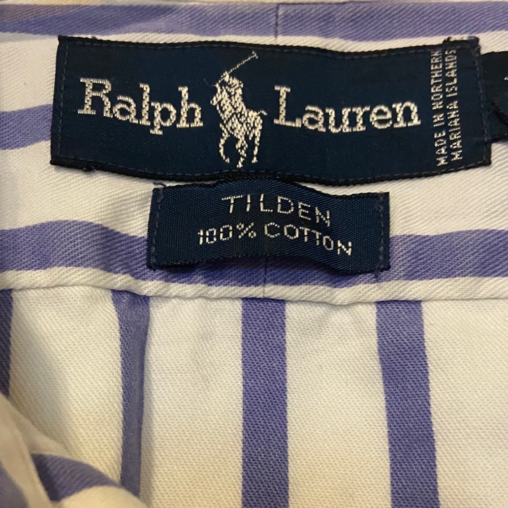 Polo by Ralph Lauren Men's Blue and White Striped Shirt - Picture 2 of 4
